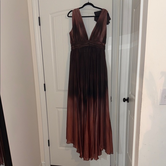 Muse by Marchesa Lily Organza Ombré Cascading Ruffles V-Neck Gown - Picture 4 of 7